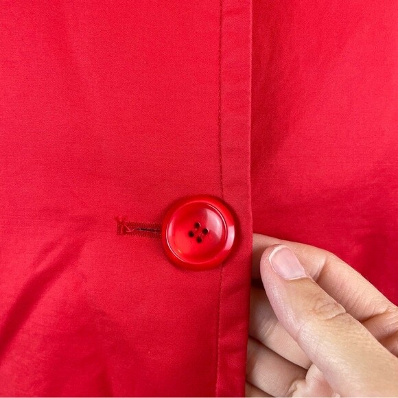 Pendleton Solid Red Polka Dot Lining Collared But… - image 5