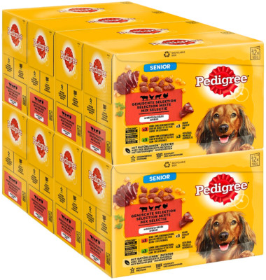 PEDIGREE SENIOR Nassfutter für Hunde mit Fleisch & Geflügel in Gelee 96 x 100g