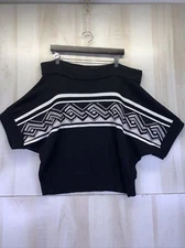 White House Black Market Alpaca Blend Off Shoulder Fuzzy Knit Womens Sweater L-