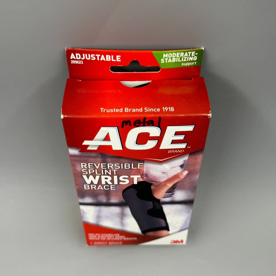 ACE Reversible Splint Wrist Brace Adjustable Black 1ct Stabilizes & Supports - Image 2 of 4