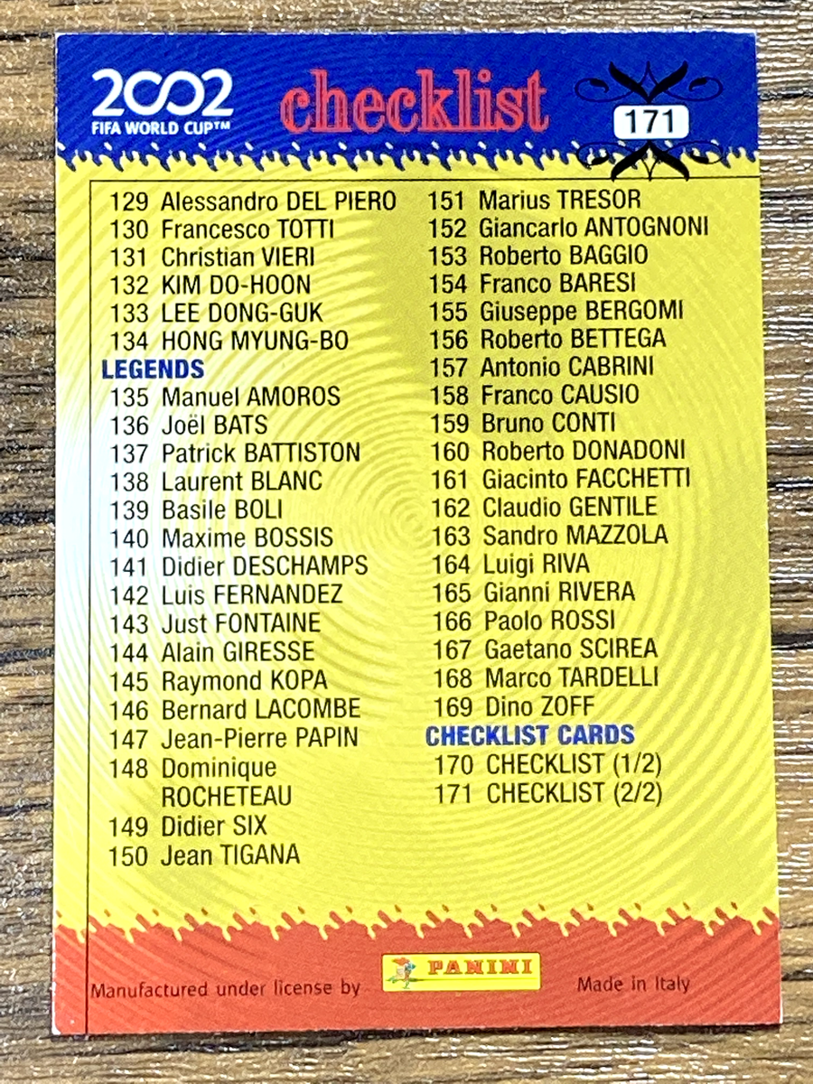 Panini 2002 FIFA World Cup Card No.171 Checklist | eBay