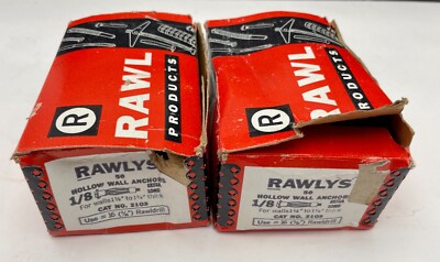 x100 Rawl Rawlys Hollow Wall Anchors 1/8'' Extra Long Cat 2103 For Walls 1 1/3''