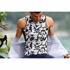 CAMU Tank Cycling Sleeveless Base Layer - Camouflage White/Black/Grey S, M, L, X