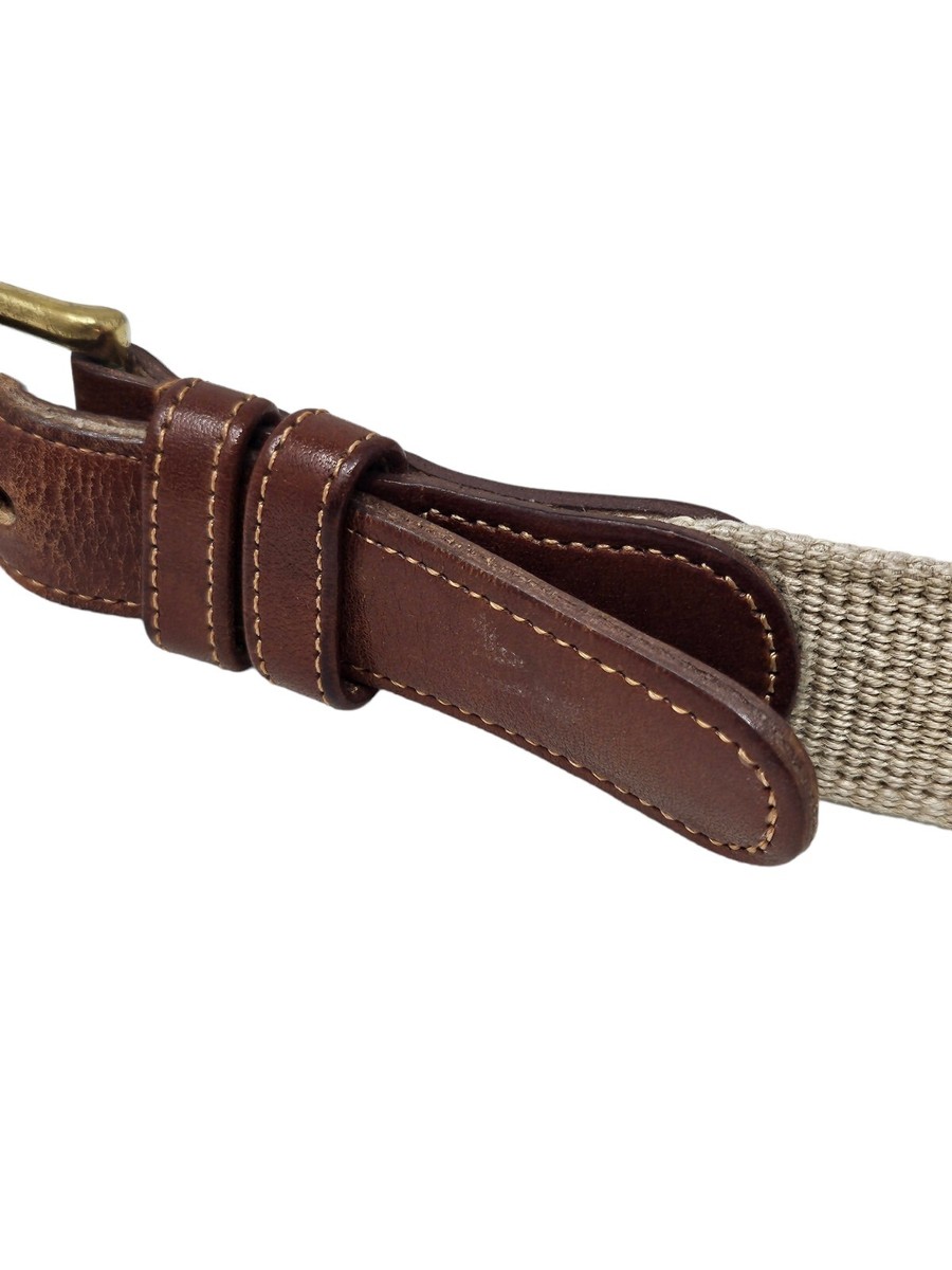 Vintage COACH Mens Sz 40 Beige Natural LINEN Belt Brown  display picture 2