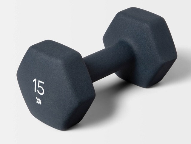 15lb Dumbbell Single 15 Pound Neoprene Hex Weight Fast Ship Home Gym