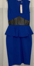 LIPSY / AMY CHILD’s Collection PEPLUM BODY-CON DRESS & Faux Leather Detail