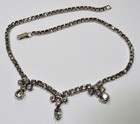 Vintage Signed KRAMER Silvertone Clear Rhinestones 15" Necklace
