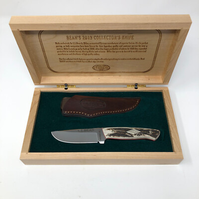 Boker LL Bean 2013 Collectors Knife Stag Leather Sheath Presentation Box NIB