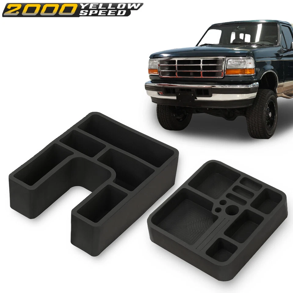 Fit For Ford Bronco 1978-1996 Floor Console Black Organizer Inserts 2Pcs New - Imagem 2 de 4