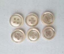 6/pcs Buttons Small Size D=3/8" ( 10mm) White 4-Holes