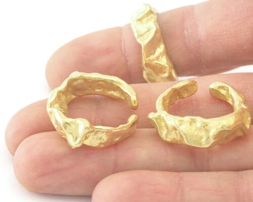 Anillo ajustable en forma orgánica latón crudo, plata antigua, chapado en oro brillante 2914 - Imagen 4 de 4