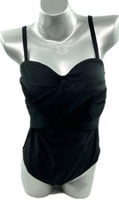 Kona Sol Plus Size Swimsuit One Piece Black Convertible Removable Straps NEW