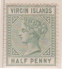 (F196-24) 1883-4 Virgin Islands1/2d green QVIC stamp  MH (X)
