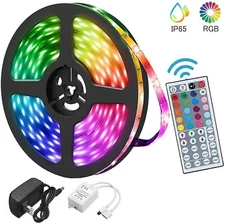 16.4 Feet RGB Waterproof LED Strip Light SMD 44 Key Remote 12V DC Power Kit 5050