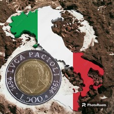 MONETA 500 LIRE 1994 - LUCA PACIOLI - REPUBBLICA ITALIANA BIMETALLICA 🇮🇹