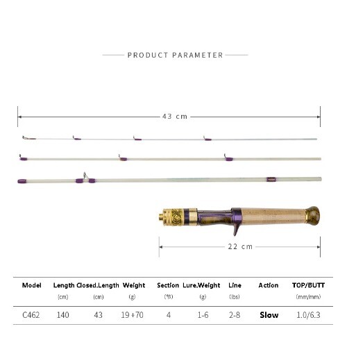 Fishing Rod Casting Spinning Fishing Rod 4 Section Ultra-Soft Micro-Object 1.4m - Bild 2 von 28