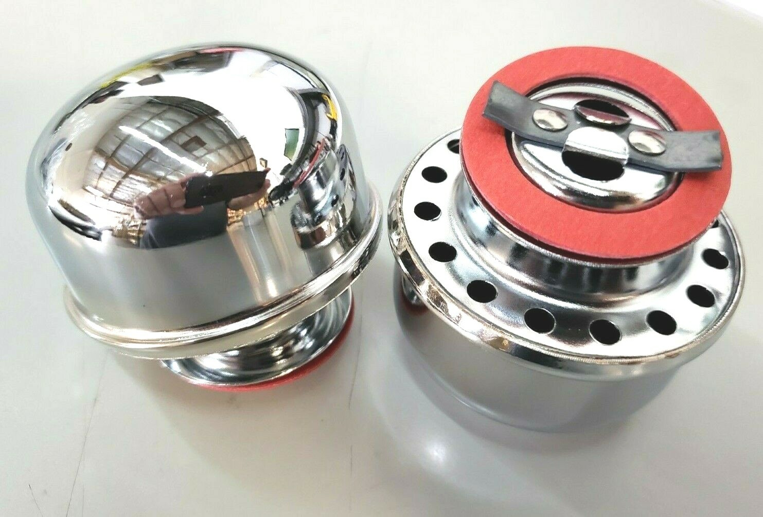 PAIR Chrome Twist On Style Valve Cover Breathers Oil Filler Cap SBC BBC