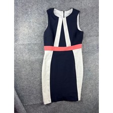 Sandra Darren black white pink color block sheath work office classy dress Sz 6P