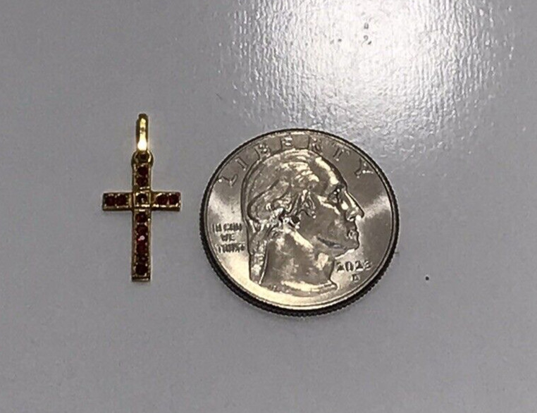 18k Yellow Gold & Red Ruby Simulated Stones Chris… - image 10