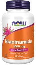 NOW Foods Niacinamide 1000mg 90 Tabs Vitamin B-3, No Flush 12/2026EXP