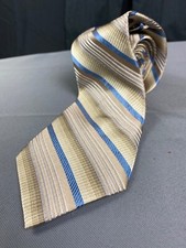 Mens Giorgio Cosani Taupe Blue Stripe Tie Pure Silk Hand Made