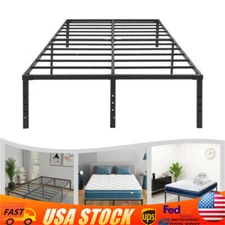 Heavy Duty 18" Full Size Metal Bed Frame Sturdy Iron Platform Slat Support Black