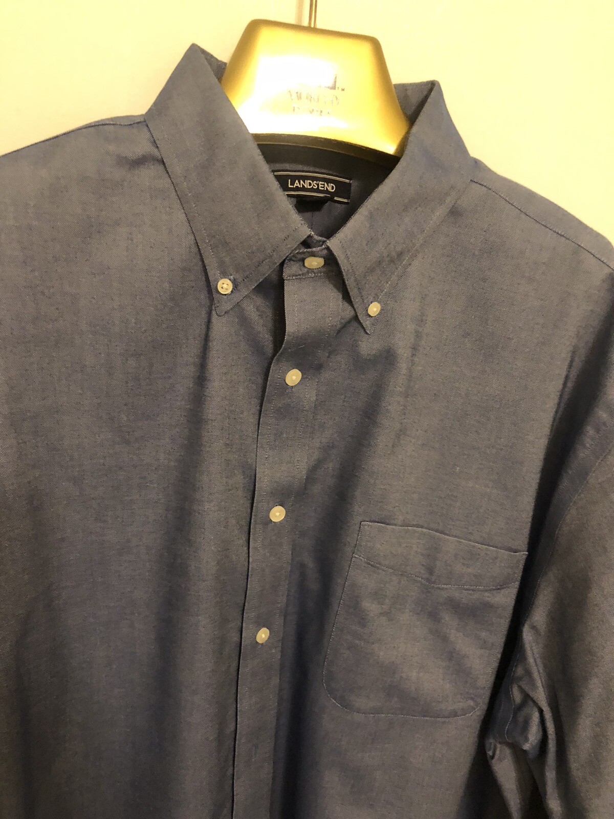 Lands End Dress Shirt 1834 Mens Traditional Fit No Iron Pinpoint