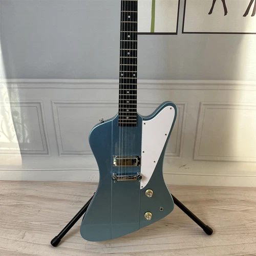 Metallic Blue Firebird Electric Guitar Mini Pickup Solid Mahogany Body&Neck