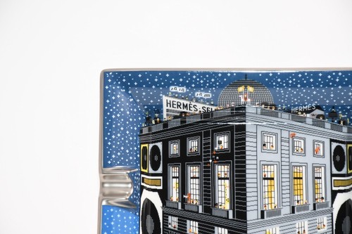 Hermes Faubourg Party Change tray blue porcelain Ashtray plate pixel game - Picture 5 of 15