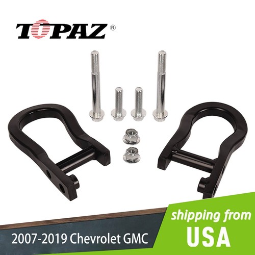 2 Black Tow Hook Kit For 0719 Chevrolet Silverado 1500 GMC Sierra 1500