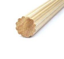 2-1/4" dia Unfinished Reeded Wood Drapery Pole or Curtain Rod, New 4FT 48"