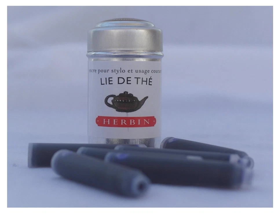 Six J Herbin Writing Ink Cartridges - Brown, Lie De The