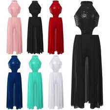 Kids Girls Dancewear Leotards Jumpsuit Backless Costume Lyrical Dance Ballerina