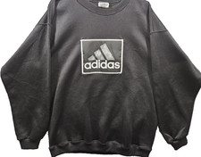 Vintage Adidas Black Embroidered Crewneck Sweater Made In USA 90s Y2K Size Small
