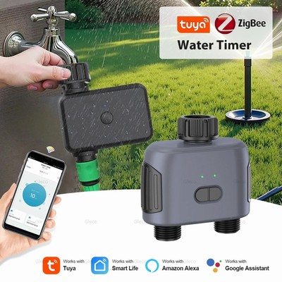 Gleco Tuya Zigbee Water Timer Controller Valve   EU US Kit, One or Dual Hose, Sm