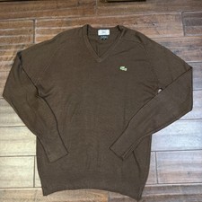 Vintage IZOD Lacoste Sweater V-Neck Pullover Soft Acrylic Blue Alligator Large