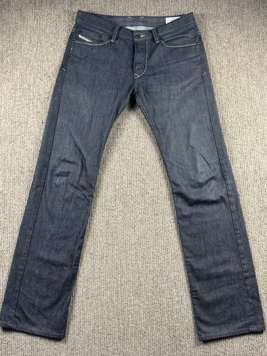 Diesel Herren 31x34 Biker Jeans Straight Button Fly 100% Baumwolle Dark Wash
