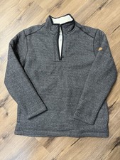 Orvis 1/4 Zip Pullover Black Gray Sherpa Lined Sweatshirt Heavy Mens Sz Lg