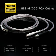 1M Pair OCC Pure Copper Silver Plated Wire HiFi Audio Interconnect RCA Cable