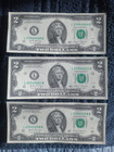 $2 dollar bill lot of 3 with weird minor printing errors UNC 2017A.  Read desc. — photo 1