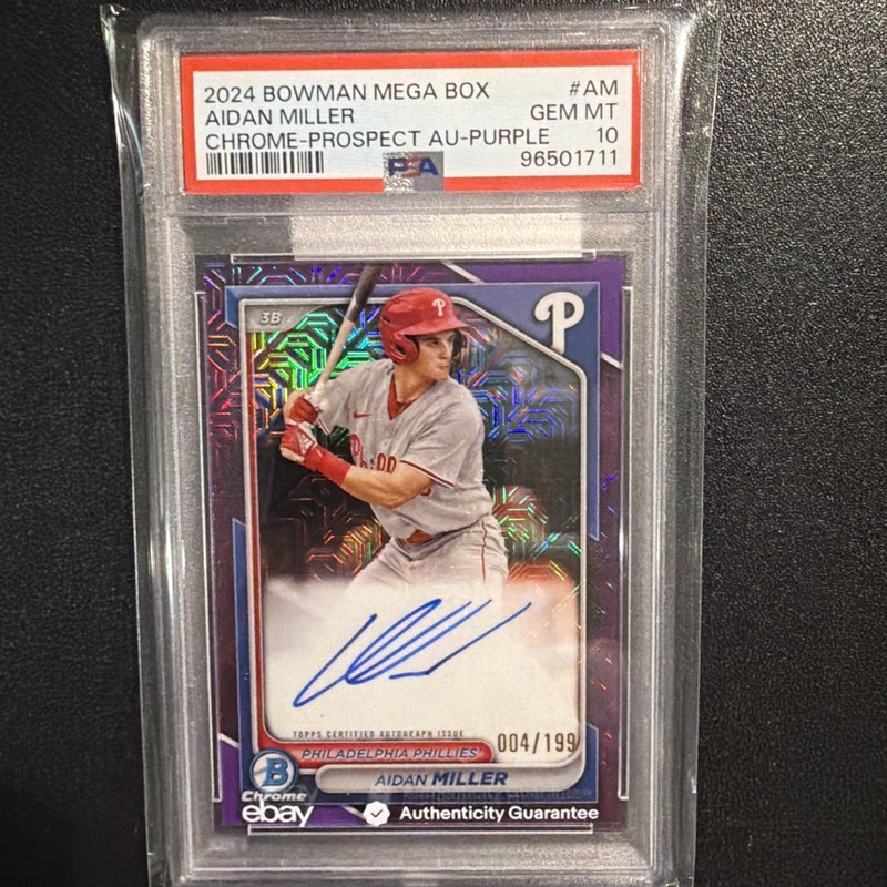 2024 Bowman Chrome Aidan Miller Auto Purple Mojo /199 Phillies PSA 10 🔥💎🔥 B31
