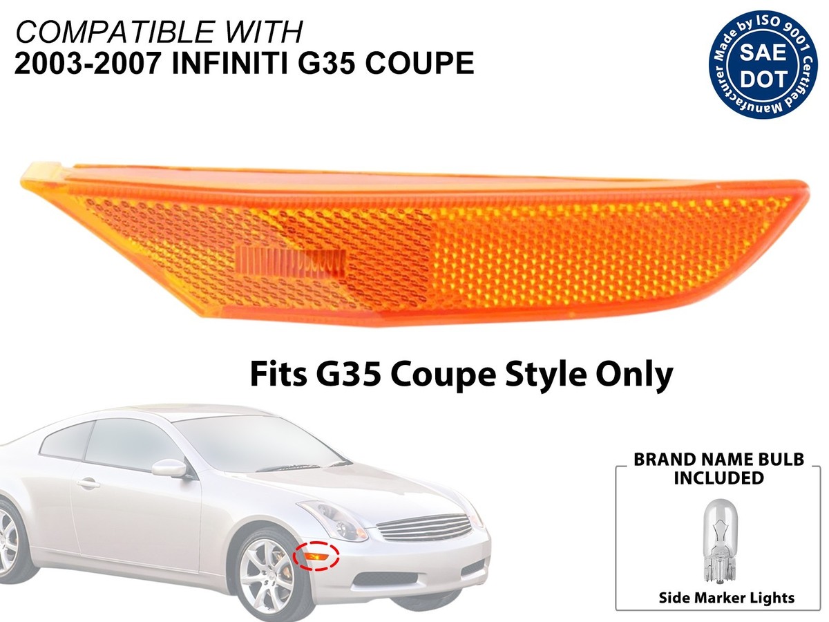Side Marker Lights for Infiniti 2003 - 2007 G35 Coupe Passenger