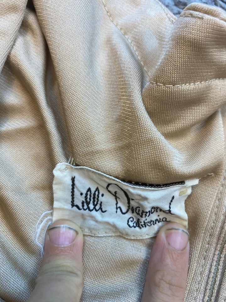 Maxi Vestido Lilli Diamante Mujer L/XL Desnudo Satinado Elegante Formal Vestido de Noche De Colección Foto 3 de 4