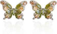 Rhinestone Butterfly Stud Earrings for Women Chic Cute Sparkly Crystal Animal St