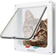 Cat Flap Door 4 Way Locking Weatherproof Pet Doors for Interior Exterior Sliding