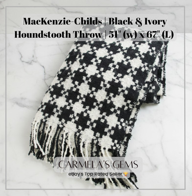 NWT MacKenzie-Childs Houndstooth Throw Black Ivory 51x67 Luxe Soft | Gift Ready