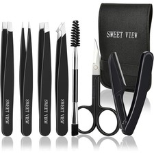 7pcs Eyebrow Tweezers Kit for Women Precision Plucker
