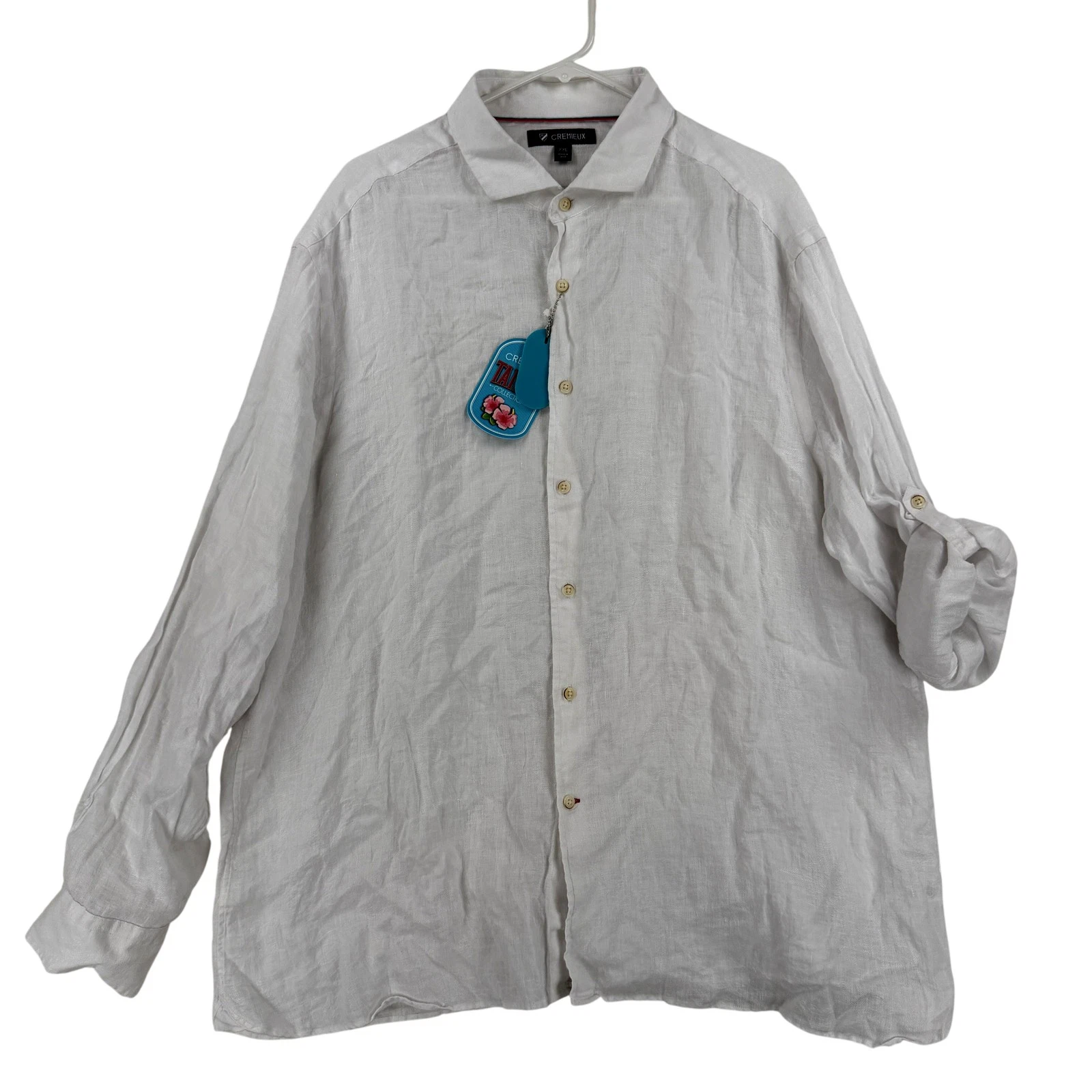 Cremieux Shirt Mens 2XL White Linen Long Sleeve Button Front Casual Tahiti NWT