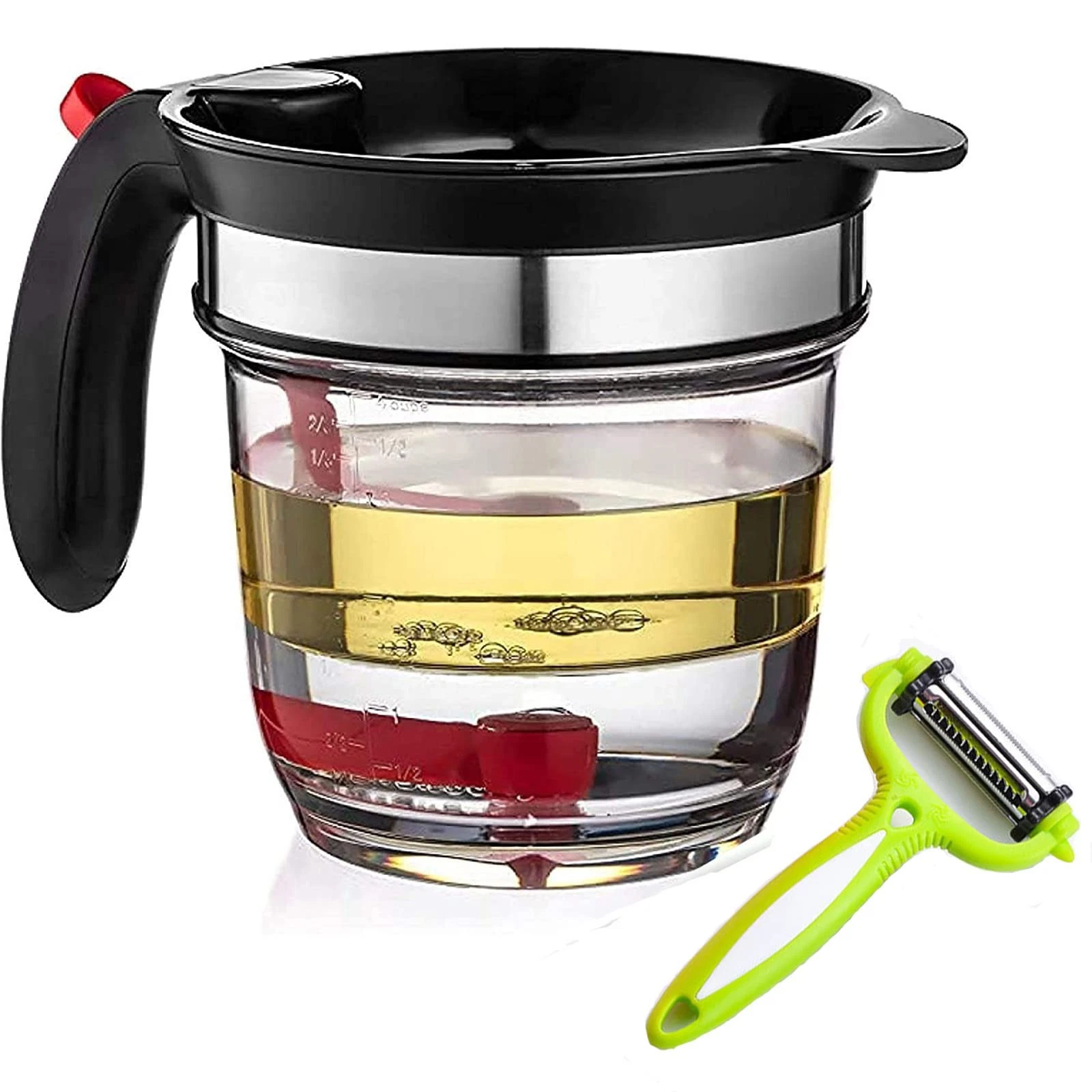 Fat Separator With Bottom Release - Food Strainers,Oil with Black