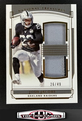 2019 National Treasures #RDM-6 Josh Jacobs Rookie Dual Materials Gold /49